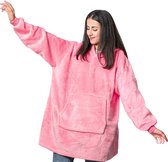 STFF Hoodie Deken met Mouwen - Fleece Trui - Sweater - Hoodie Blanket - Sweatshirt - Donker Roze