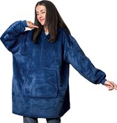 STFF® Hoodie Deken met Mouwen - Plaid Fleece Trui - Sweater - Outdoor Hoodie Blanket - Sweatshirt - Donker Blauw