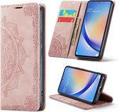 Casemania Hoesje Geschikt voor Samsung Galaxy A54 5G Pale Pink - Mandala Portemonnee Book Case