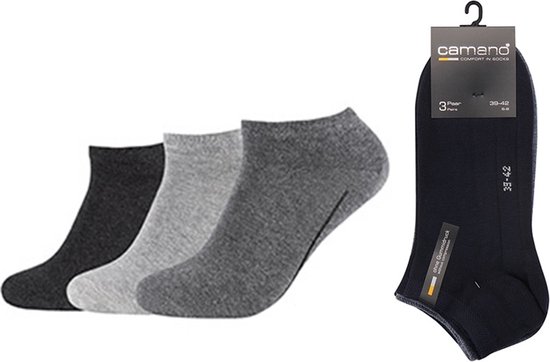 Camano Ca-soft Sneaker Sokken en Enkelsokken Unisex 3 PACK 35/38 Antracite Mix Naadloos en zonder knellende elastiek