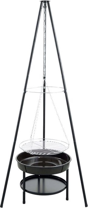 Barbecue/vuurschaal Evi, 2 in 1, diam. 80 x hoogte 92 cm, zwart metaal
