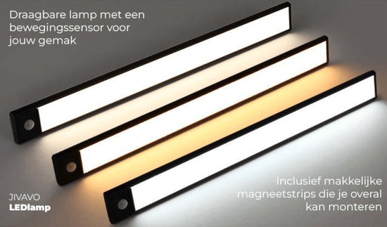 LED Lamp Zwart - Bewegingssensor - Automatisch aan/uit- Nachtmode - Dimbaar  - Magneet... | bol.com