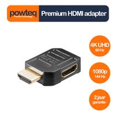 Powteq Premium - HDMI adapter - 90º naar links - 4K UHD 60 Hz - 1080p 144 Hz - Goldplated