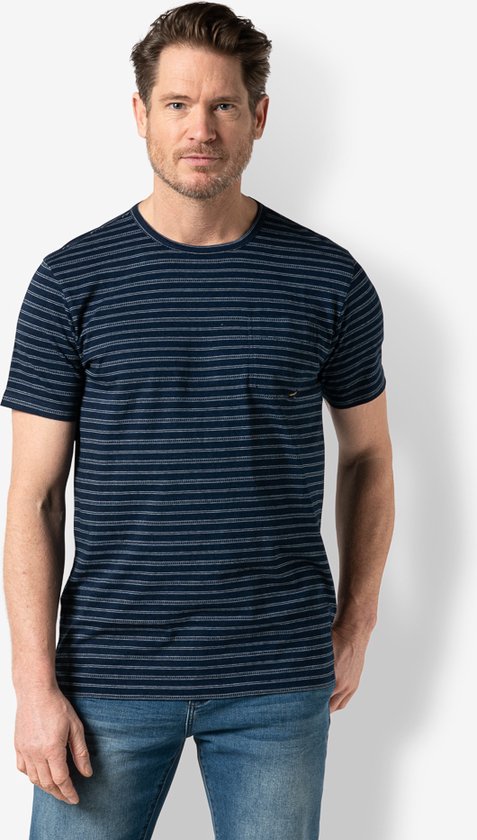 Twinlife Heren indigo stripe - T-Shirts - Luchtig - Vochtabsorberend - Blauw - S