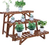 Plantenrek - Wandrek - Voor Planten - Ladder Kast - 3 Planken - 3 Laags - Plantenrek - Bruin - Binnen/buiten