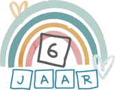 32x 6 JAAR - Baby Peuter Kinder Verjaardag Stickers - Leuk Regenboog voor Jongen en of meisje