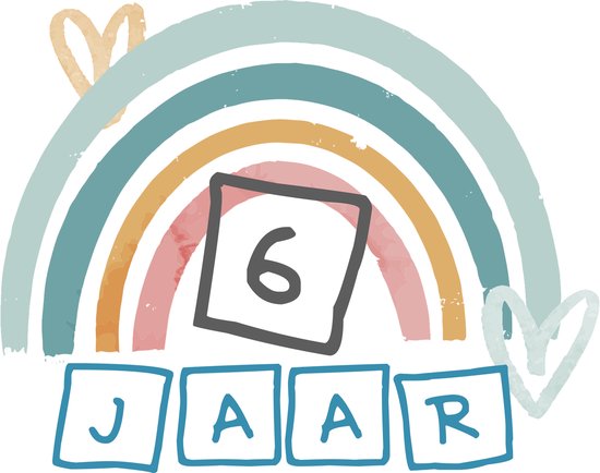 32x 6 JAAR - Baby Peuter Kinder Verjaardag Stickers - Leuk Regenboog voor Jongen en of meisje