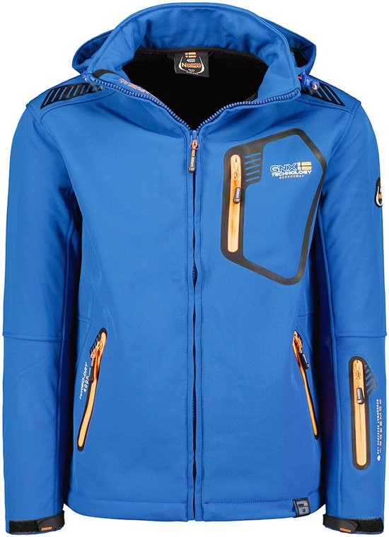 Geographical Norway Robin Heren - Softshelljas voor heren, waterdicht, ademend met capuchon - Outdoor jas, tactisch, bestendig windjack - Voor wandelen, skiën, herfst, winter, lente, donkergrijs, M
