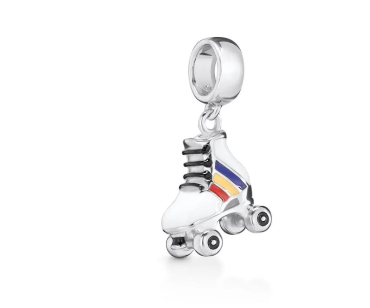 Fler® | Bedel | Past op populaire bedel armbanden (standaard-3mm) | armbandbedel | Rolschaats hangbedel | Roller skates | Skeeleren | Hangbedel Charm | 925 Zilver | Emaille | Sinterklaas kado | Valentijnsdag cadeau| Kerstcadeau