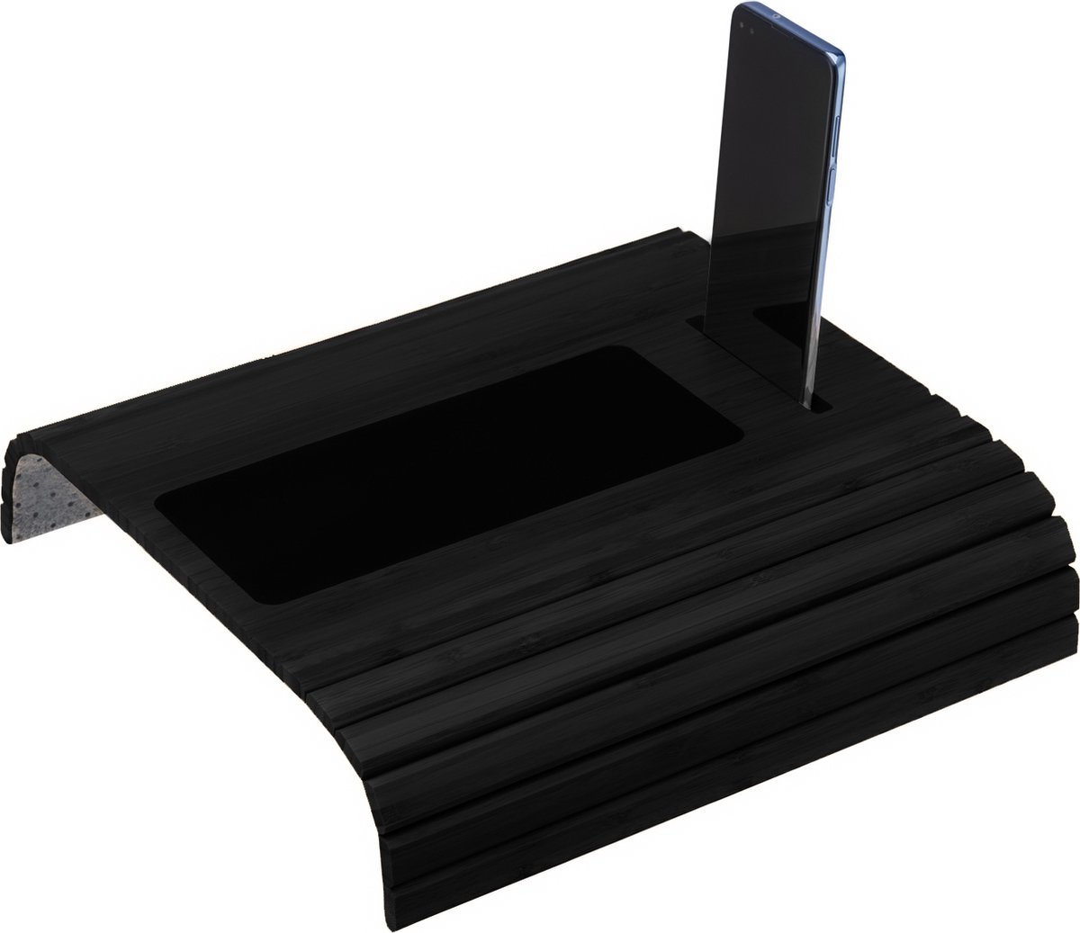 Kos Design Armleuning Organizer - Banktafel - Bank Organizer - Bank Dienblad - flexibel dienblad armleuning - Bamboe - Beschermende Coating - Zwart - Wit - Anti Slip