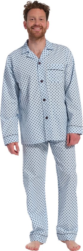 Robson Heren pyjama katoen knoopsluiting - 501 - 56 - Blauw