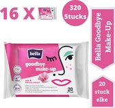 Bella Make-up verwijderen Wet Wipes Hibiscus en Aloë (20 stuks in 1 pak)pak van 16 combo, zacht, Voordeelverpakking- 320 stucks