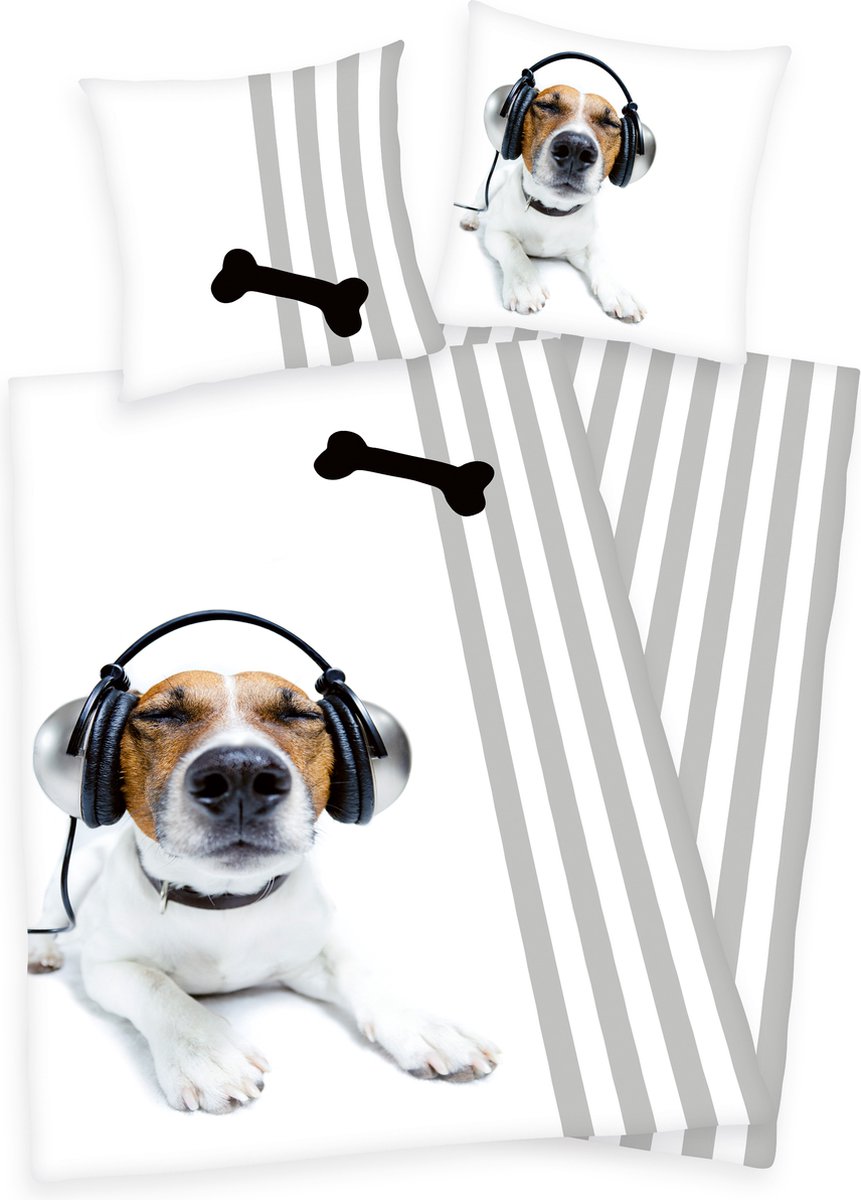 Pup - Dekbedovertrek Jack Russell hond - Maat. 135/200 cm + 1 sloop - 100% puur Katoen - 60c wasbaar van Animal Lovers