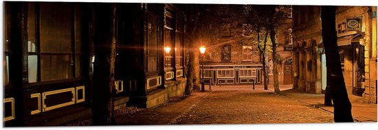 Acrylglas - Straat in de Nacht - 120x40 cm Foto op Acrylglas (Met Ophangsysteem)