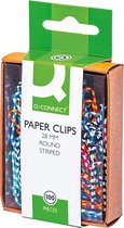 Q-CONNECT papierklemmen, 28 mm, doos van 100 stuks, gestreept in wit en geassorteerde kleuren 10 stuks