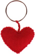 Vilten sleutelhanger rood hartje - 4,5x3,5cm