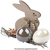 Decoratieve eieren met hart van keramiek | Paaseieren in porselein-look | hoogglanzend met parelmoer-effect Crème, taupe, mint, rosé | 4 stuks | 8 cm.