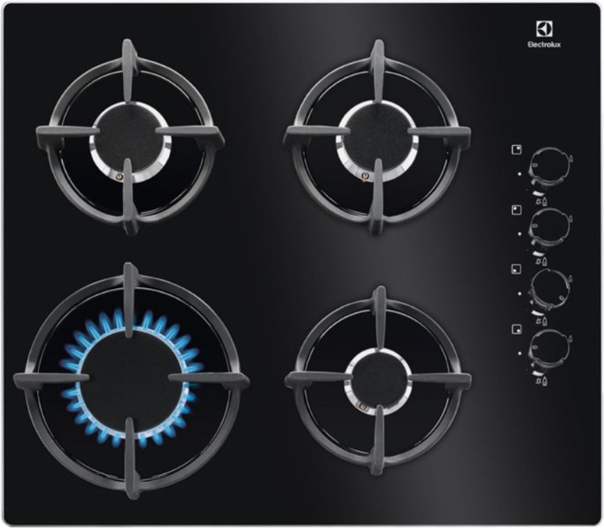 Electrolux Serie EGG 6407K - Inbouw Gaskookplaat - 59 cm - Glazen Oppervlak - Wokbrander