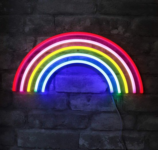 Neon led lamp - Regenboog - 19 x 38 cm - USB - Neon verlichting - Wandlamp - Neon Sign