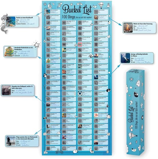 Bucket List Krasbestendig Poster - 100 Dingen Die Je In Het Leven Hebt Gedaan Duitse Versie