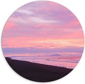 WallClassics - Dibond Muurcirkel - Meerkleurig Pastel Tinten Lucht boven Zeewater - 100x100 cm Foto op Aluminium Muurcirkel (met ophangsysteem)