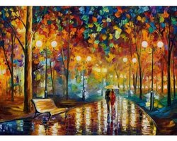 Rubye® Diamond Painting Volwassenen - Diamond Painting Kinderen - Diamond Painting Pakket Volledig - Romantisch Park - 40x30cm