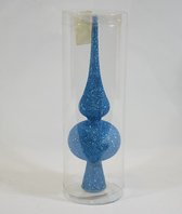 ZoeZo Design - kerst - kerstdecoratie - kerstversiering - kerstboompiek - glitterpiek - piek - alternatieve kerstversiering - Hoogte 20 cm - glas - blauw