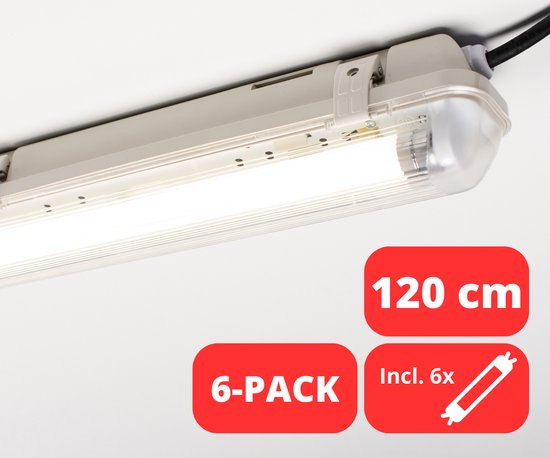LongLife LED TL Armatuur incl. LED Buis 120 cm - Binnen & Buiten - IP65 - 6 stuks