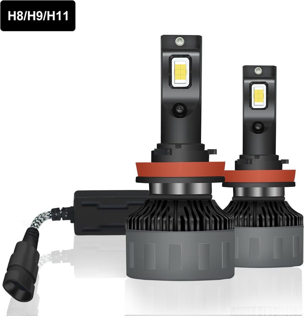 TLVX H9 Premium High Power LED lampen 31.200 Lumen 6000k Helder Wit licht (set 2 stuks) CANBUS EMC adapter, Extra Fel Wit licht, CSP LED CHIP 100 Watt Auto, Dimlicht - Grootlicht – Mistlicht -Koplampen - Autolamp - Autolampen - 12V - APK Lichtbeeld
