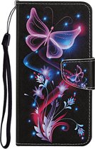 Zwart vlinders agenda book case hoesje Telefoonhoesje geschikt voor Samsung Galaxy A34