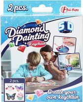 Toy Toys Diamond Painting Sleutel Hanger - Knutselpakket Dieren/Knutselen/Hobby - Uil en Vlinder/ Cupcake en Vlinder - 2 stuks
