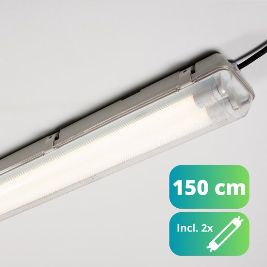EasySave LED TL verlichting 150 cm - Dubbel armatuur incl. 2 LED TL buizen - IP65