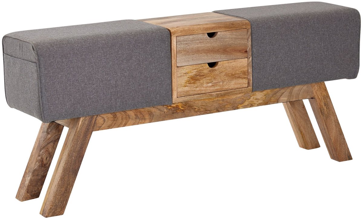 Halbank met opbergruimte | Turnbok bekleed met stof 120 cm grijs