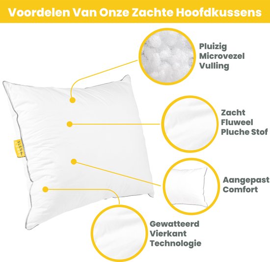 Sleep Comfy - Hoofdkussen - 30 dagen Proefslapen - 2 stuks Hotelkwaliteit Hoofdkussens - Hoofdkussen Nekklachten - Hoofdkussens Slaapkamer - Geschikt voor rug-, zij- en buikslapers - Orthopedisch - Ergonomisch | 60x70 cm