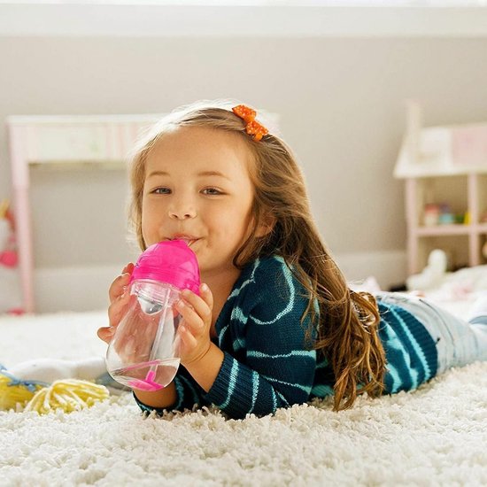 Munchkin Tip & Sip Antilek Rietjesbeker - Vaatwasserbestendig - Vanaf 12 maanden - 296ml - Roze van Munchkin — afbeelding 2