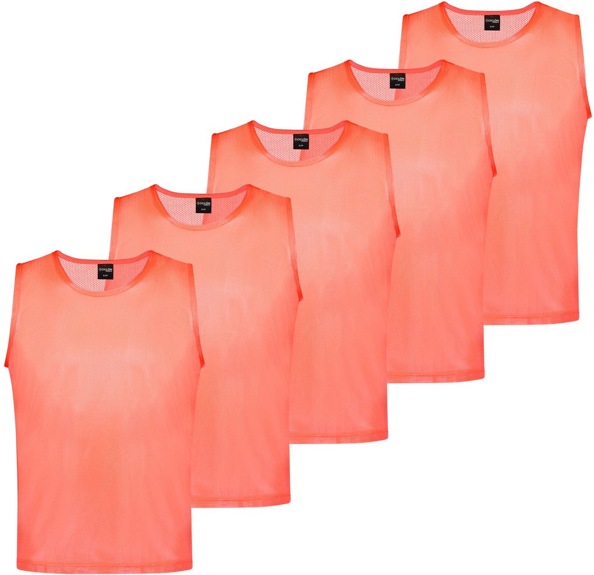 Trainingshesjes oranje - 5 stuks - Voetbal hesjes junioren - Maat S/M - Ciclón Sports sporthesjes