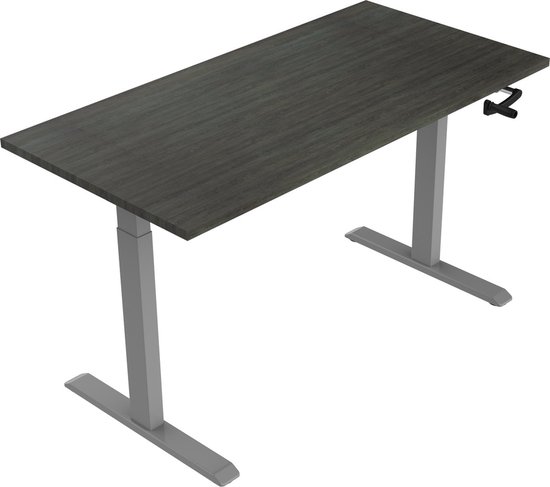 Office Hero® Cosmic Slinger- Bureau assis debout cadre gris réglable en hauteur - Bureau de jeu - Table d'ordinateur - Table de travail - 180x80 - Chêne Logan