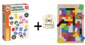 Ik leer Vormen en Kleuren met WoodyDoody Houten Tetris Spel Opbergtas Actie Set Voordeel Pakket