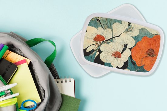 Boîte à pain Wit - Lunch box - Boîte à pain - Fleurs - Plantes - Vintage - Asie - Oranje - 18x12x6 cm - Adultes