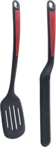 5Five Keukengerei bakspatel/bakspaan - set 2x - kunststof - zwart/rood - 34 en 36 cm