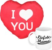 Dearest mama - mug/tasse - 300 ml - avec coussin décoratif en forme de coeur - 15 cm