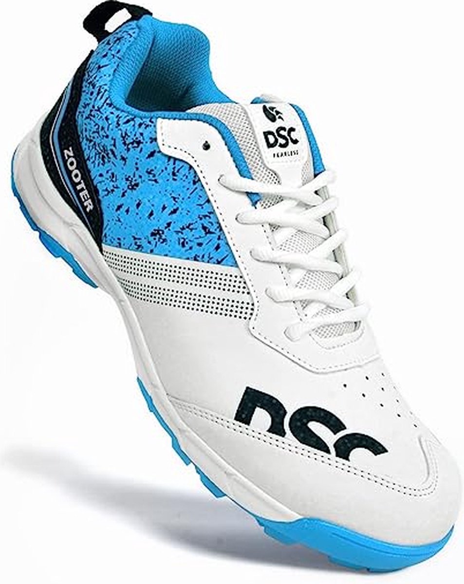 DSC Zooter Cricket Shoe for Men and Boys, Size 37 EURO (White-Blue)
