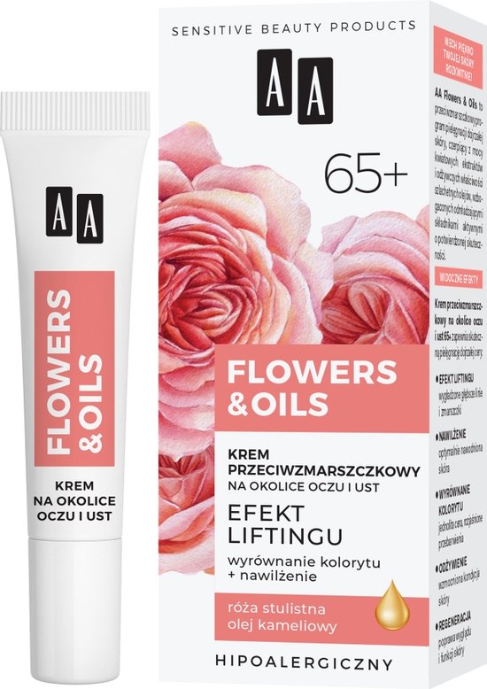 Flowers&Oils 65+ Lifting Effect anti-rimpelcrème voor de ogen en lippen 15ml