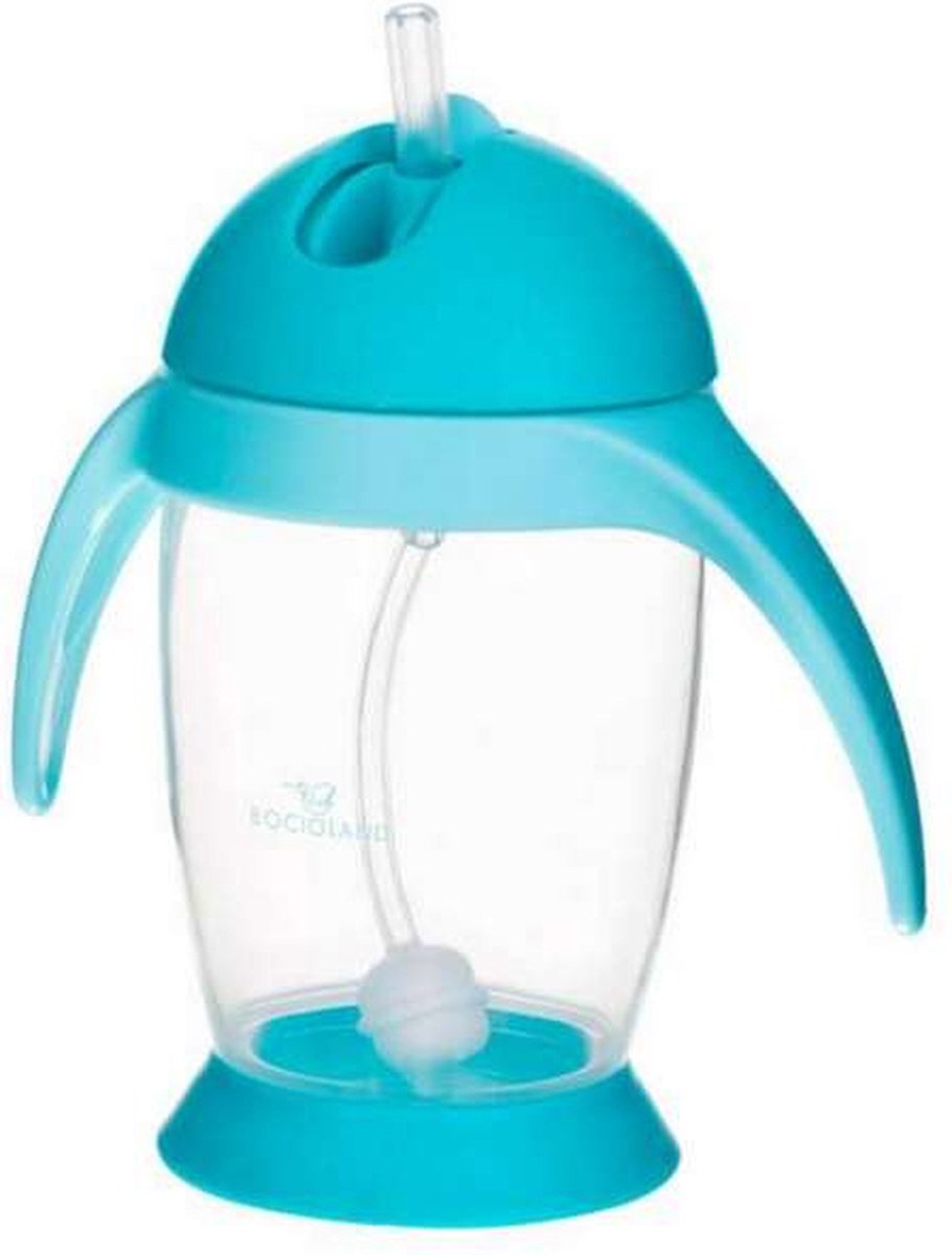 Goedkoopste BOCIOLAND| Innovative Cup met Flip-top Rietje | PINGUÏN | 300ml | 6m | turkoois Turkoois