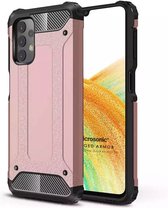 Schokbestendig Heavy Duty Hoesje Geschikt voor: Samsung Galaxy A33 5G Shock Proof Hybride - Back Cover - Dual Layer Armor Case - Extra Stevig - Rosegoud