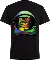 Zwart Neon Tshirt Space Kitten XL