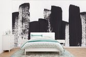 Behang - Fotobehang Verf - Abstract - Zwart - Wit - Breedte 320 cm x hoogte 240 cm - Behangpapier