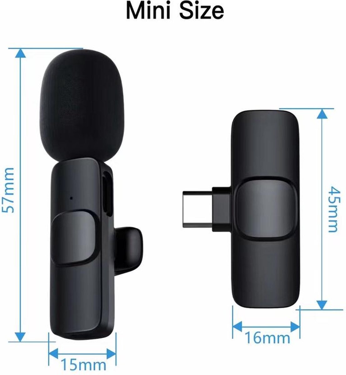 Dual Micro Cravate sans Fil USB C/Android, Mini Microphone pour Smartphone,  réaliser Vos vidéos Streaming  Facebook TikTok Vlog, Bluetooth Non