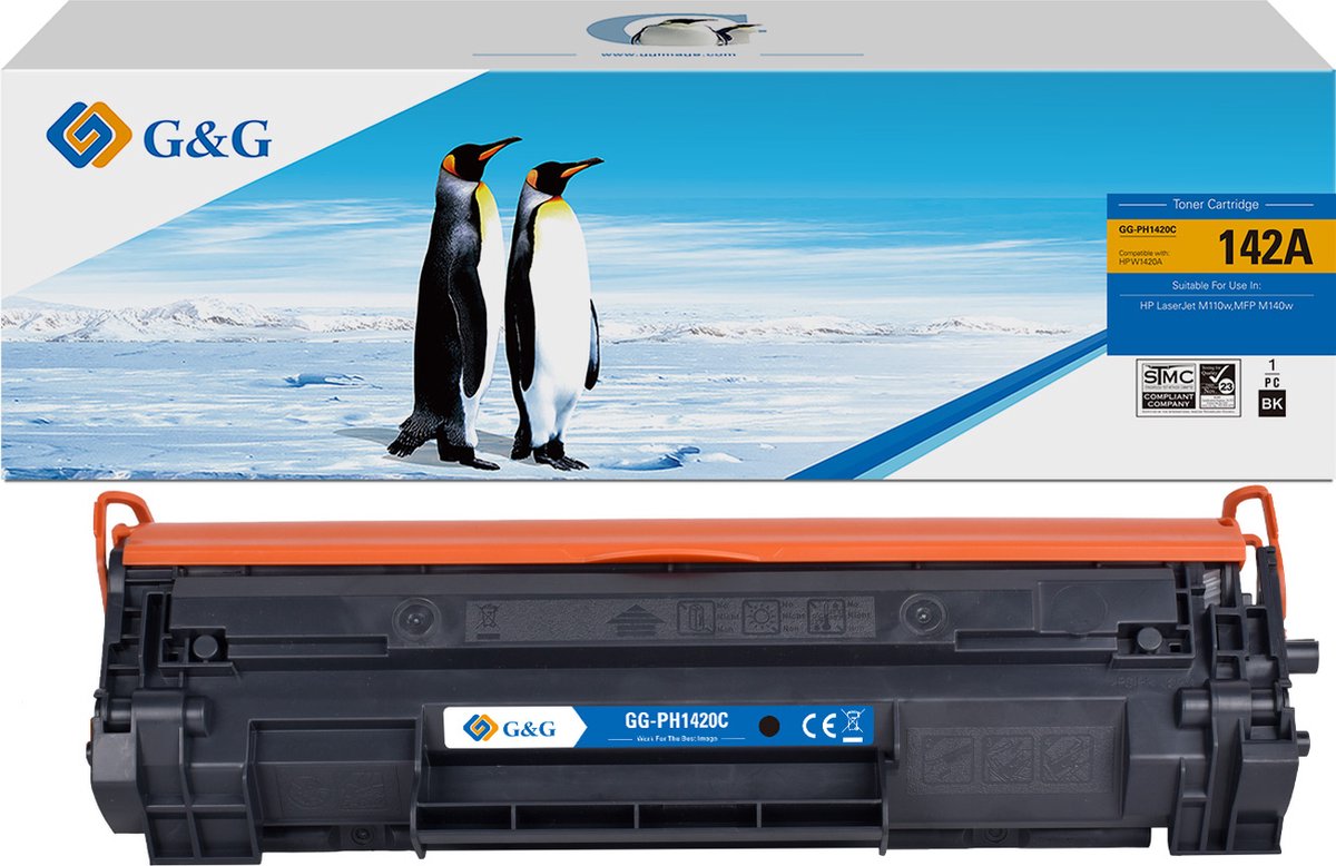 G&G Huismerk W1420A Tonercartridge Alternatief voor HP 142A Zwart