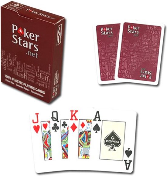 Afbeelding van het spel (2x) PokerStars Plastic Kaartspel (duo-pack) | Pokerkaarten (breed formaat) | Waterdicht | Buigvrij en kreukvrij | Flexibel | Speelkaarten voor poker - 2 x Rood